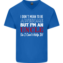 I Don't Mean to Be but I'm an Uncle's Day Mens V-Neck Cotton T-Shirt Royal Blue