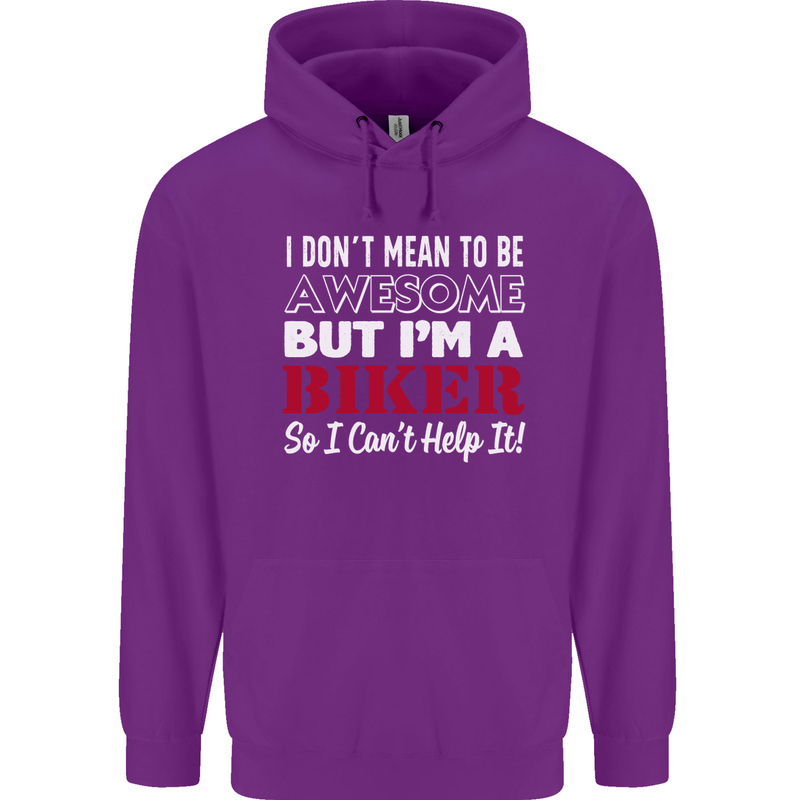 I Don't Mean to Be but Im a Biker Motorbike Mens 80% Cotton Hoodie Purple