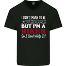 I Don't Mean to Be but Im a Biker Motorbike Mens V-Neck Cotton T-Shirt Black