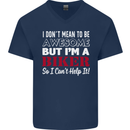 I Don't Mean to Be but Im a Biker Motorbike Mens V-Neck Cotton T-Shirt Navy Blue