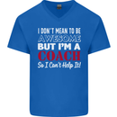 I Don't Mean to but I'm a Coach Rugby Footy Mens V-Neck Cotton T-Shirt Royal Blue