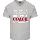 I Don't Mean to but I'm a Coach Rugby Footy Mens V-Neck Cotton T-Shirt Sports Grey