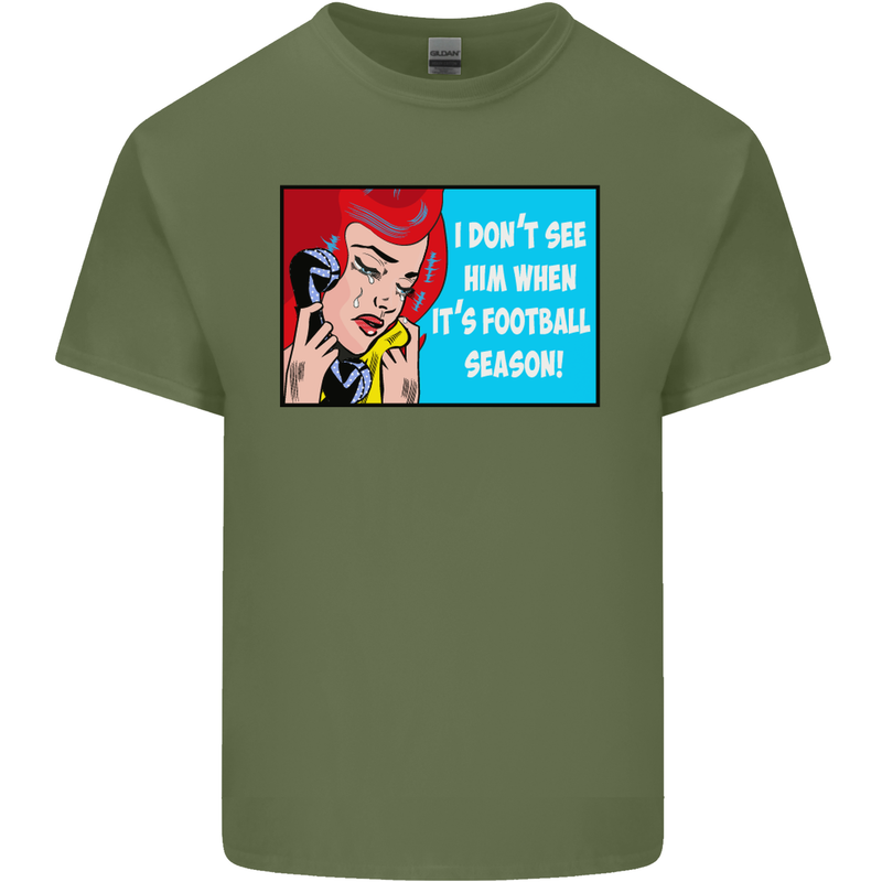 I Don't See Him Football Player Team Funny Mens Cotton T-Shirt Tee Top Military Green