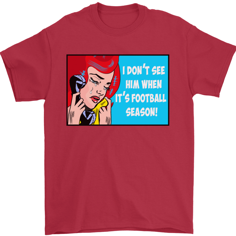 I Don't See Him Football Player Team Funny Mens T-Shirt Cotton Gildan Red