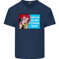 I Don't See Him Football Player Team Funny Mens V-Neck Cotton T-Shirt Navy Blue