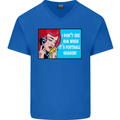 I Don't See Him Football Player Team Funny Mens V-Neck Cotton T-Shirt Royal Blue