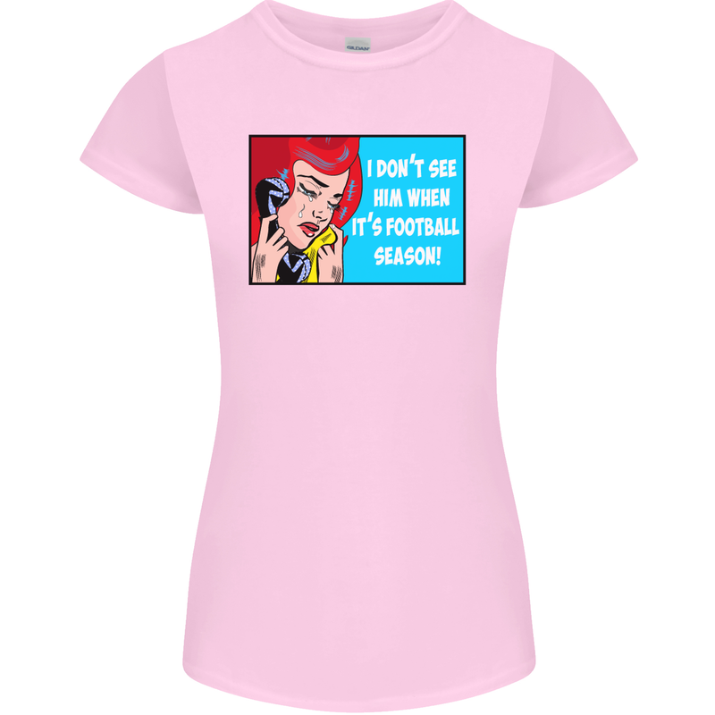 I Don't See Him Football Player Team Funny Womens Petite Cut T-Shirt Light Pink