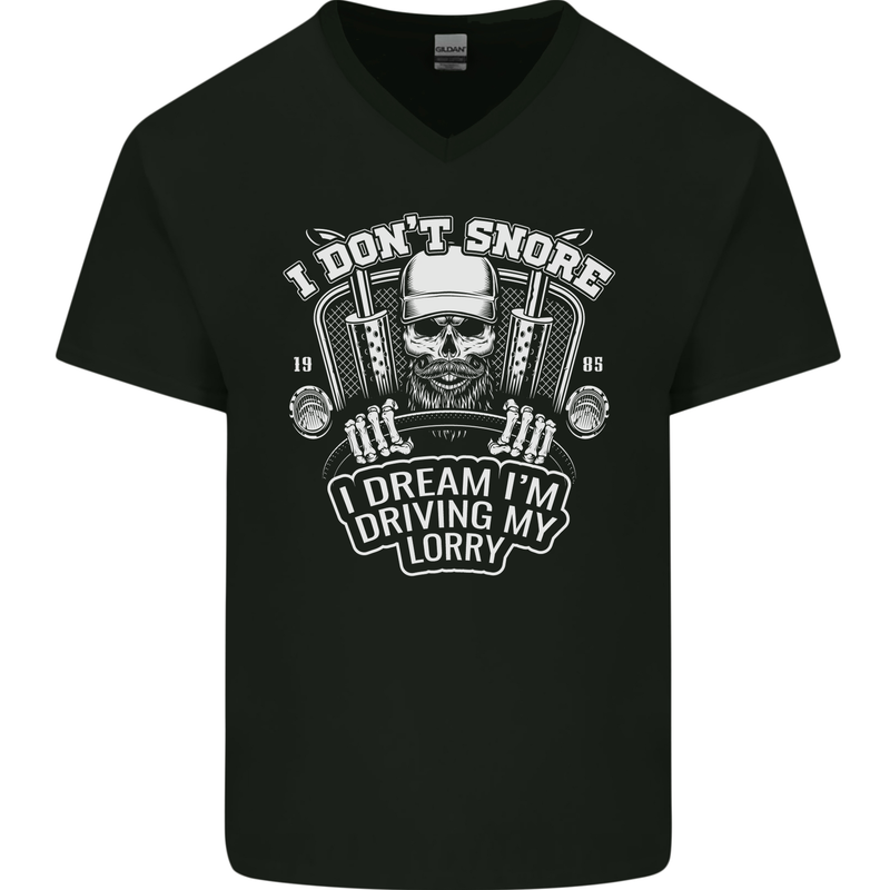 I Don't Snore Driving My Lorry Driver Mens V-Neck Cotton T-Shirt Black