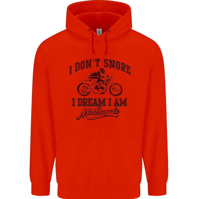 I Don't Snore Motorbike Biker Motorcycle Mens 80% Cotton Hoodie Bright Red