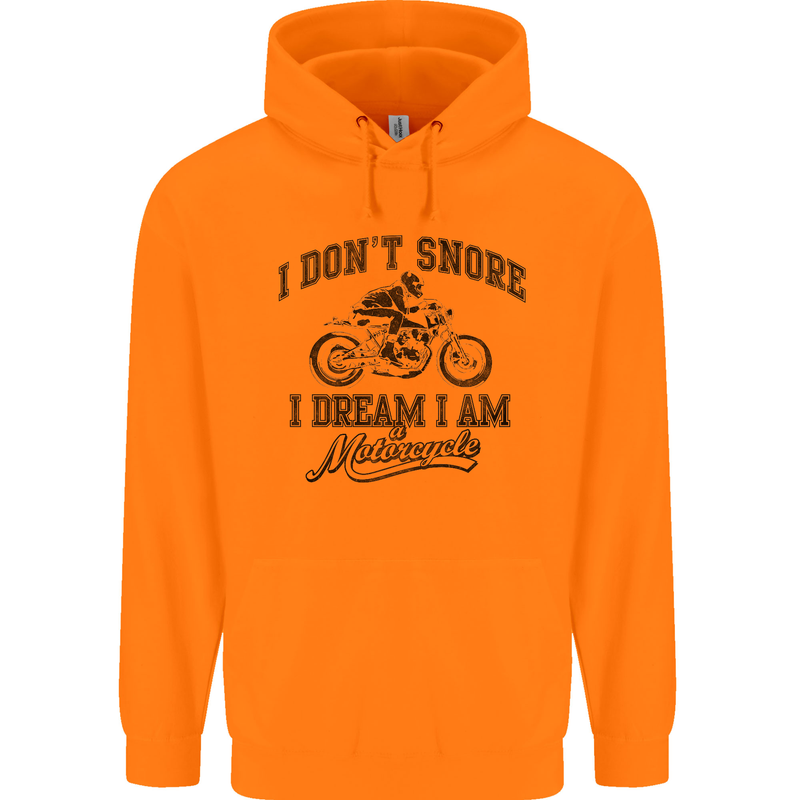 I Don't Snore Motorbike Biker Motorcycle Mens 80% Cotton Hoodie Orange