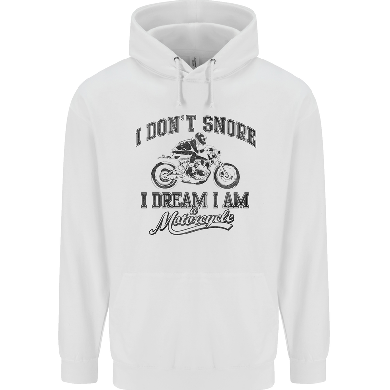 I Don't Snore Motorbike Biker Motorcycle Mens 80% Cotton Hoodie White
