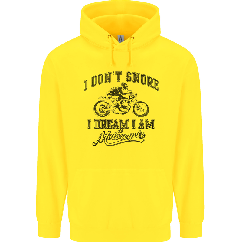 I Don't Snore Motorbike Biker Motorcycle Mens 80% Cotton Hoodie Yellow