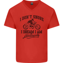 I Don't Snore Motorbike Biker Motorcycle Mens V-Neck Cotton T-Shirt Red