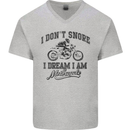 I Don't Snore Motorbike Biker Motorcycle Mens V-Neck Cotton T-Shirt Sports Grey