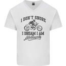 I Don't Snore Motorbike Biker Motorcycle Mens V-Neck Cotton T-Shirt White