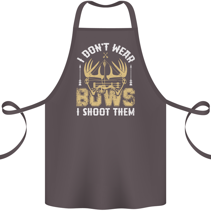 I Don't Wear Bows I Shoot Them Archery Cotton Apron 100% Organic Dark Grey