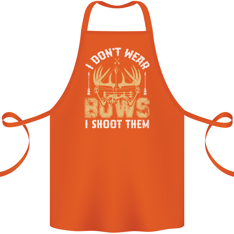 I Don't Wear Bows I Shoot Them Archery Cotton Apron 100% Organic Orange