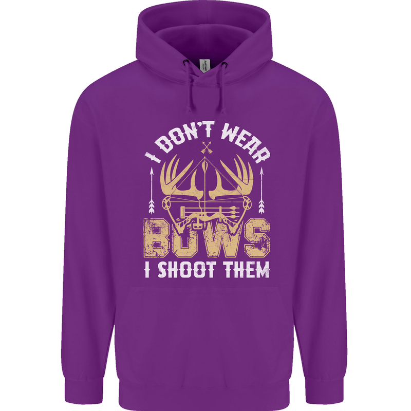 I Don't Wear Bows I Shoot Them Archery Mens 80% Cotton Hoodie Purple