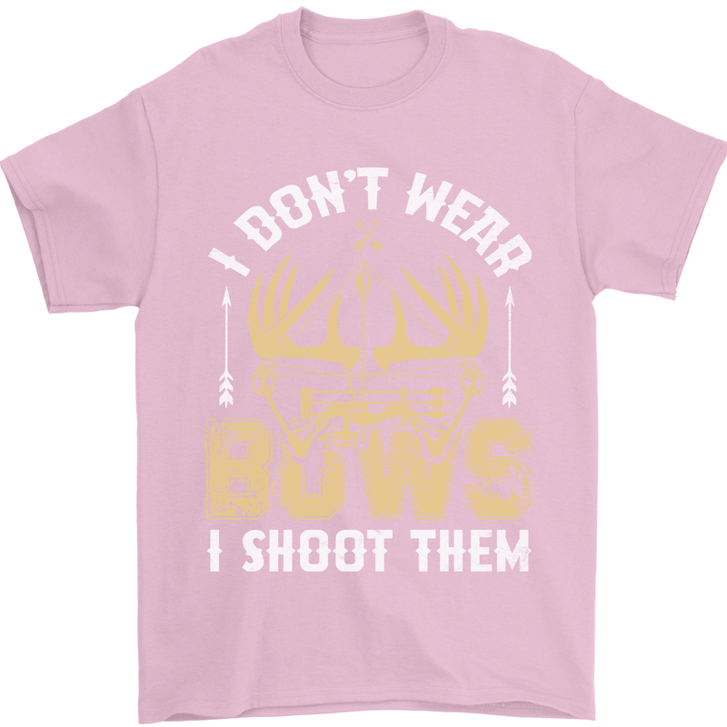 I Don't Wear Bows I Shoot Them Archery Mens T-Shirt Cotton Gildan Light Pink