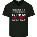 I Dont Mean to Be but Im an Archer Archery Mens V-Neck Cotton T-Shirt Black