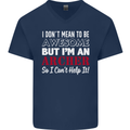 I Dont Mean to Be but Im an Archer Archery Mens V-Neck Cotton T-Shirt Navy Blue