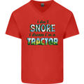 I Dont Snore I Dream Tractor Farmer Farming Mens V-Neck Cotton T-Shirt Red