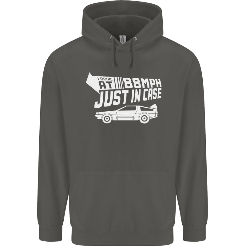 I Drive at 88mph Just in Case Funny Childrens Kids Hoodie Storm Grey