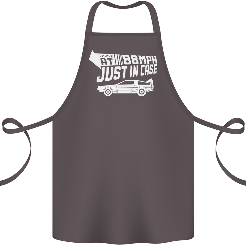 I Drive at 88mph Just in Case Funny Cotton Apron 100% Organic Dark Grey