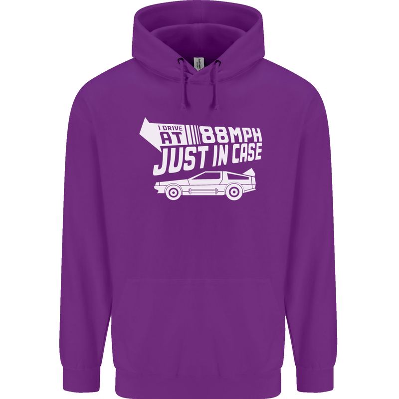 I Drive at 88mph Just in Case Funny Mens 80% Cotton Hoodie Purple