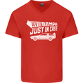 I Drive at 88mph Just in Case Funny Mens V-Neck Cotton T-Shirt Red