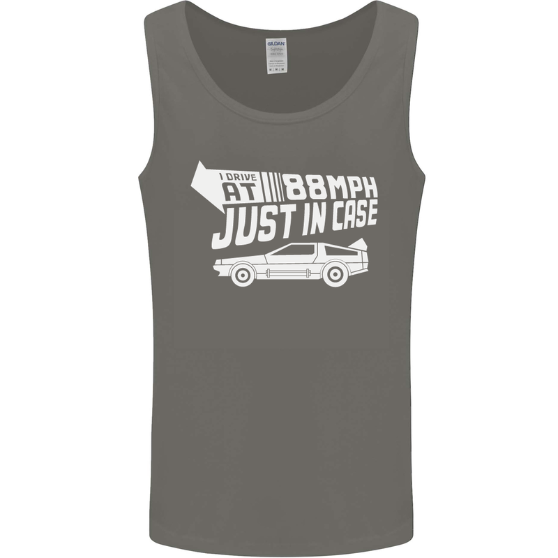 I Drive at 88mph Just in Case Funny Mens Vest Tank Top Charcoal