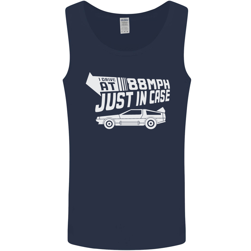 I Drive at 88mph Just in Case Funny Mens Vest Tank Top Navy Blue
