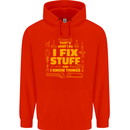 I Fix Stuff Funny Carpenter DIY Tradesman Childrens Kids Hoodie Bright Red