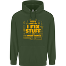 I Fix Stuff Funny Carpenter DIY Tradesman Childrens Kids Hoodie Forest Green