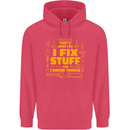 I Fix Stuff Funny Carpenter DIY Tradesman Childrens Kids Hoodie Heliconia