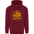 I Fix Stuff Funny Carpenter DIY Tradesman Childrens Kids Hoodie Maroon