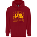 I Fix Stuff Funny Carpenter DIY Tradesman Childrens Kids Hoodie Red