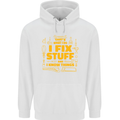 I Fix Stuff Funny Carpenter DIY Tradesman Childrens Kids Hoodie White