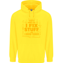 I Fix Stuff Funny Carpenter DIY Tradesman Childrens Kids Hoodie Yellow