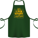 I Fix Stuff Funny Carpenter DIY Tradesman Cotton Apron 100% Organic Forest Green