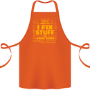 I Fix Stuff Funny Carpenter DIY Tradesman Cotton Apron 100% Organic Orange