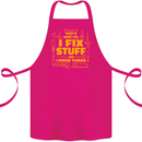 I Fix Stuff Funny Carpenter DIY Tradesman Cotton Apron 100% Organic Pink