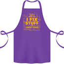 I Fix Stuff Funny Carpenter DIY Tradesman Cotton Apron 100% Organic Purple