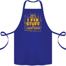I Fix Stuff Funny Carpenter DIY Tradesman Cotton Apron 100% Organic Royal Blue