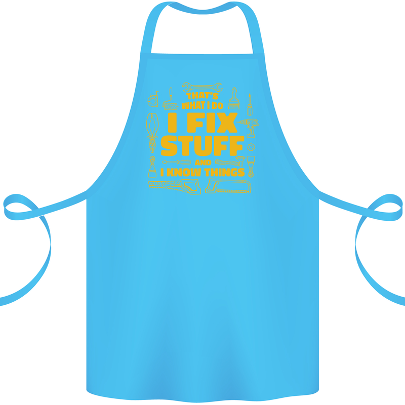 I Fix Stuff Funny Carpenter DIY Tradesman Cotton Apron 100% Organic Turquoise