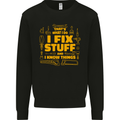 I Fix Stuff Funny Carpenter DIY Tradesman Kids Sweatshirt Jumper Black