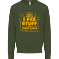 I Fix Stuff Funny Carpenter DIY Tradesman Kids Sweatshirt Jumper Forest Green