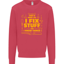 I Fix Stuff Funny Carpenter DIY Tradesman Kids Sweatshirt Jumper Heliconia