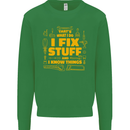 I Fix Stuff Funny Carpenter DIY Tradesman Kids Sweatshirt Jumper Irish Green