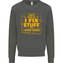 I Fix Stuff Funny Carpenter DIY Tradesman Kids Sweatshirt Jumper Storm Grey